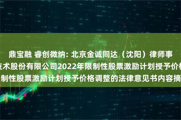 鼎宝融 睿创微纳: 北京金诚同达（沈阳）律师事务所关于烟台睿创微纳技术股份有限公司2022年限制性股票激励计划授予价格调整的法律意见书内容摘要